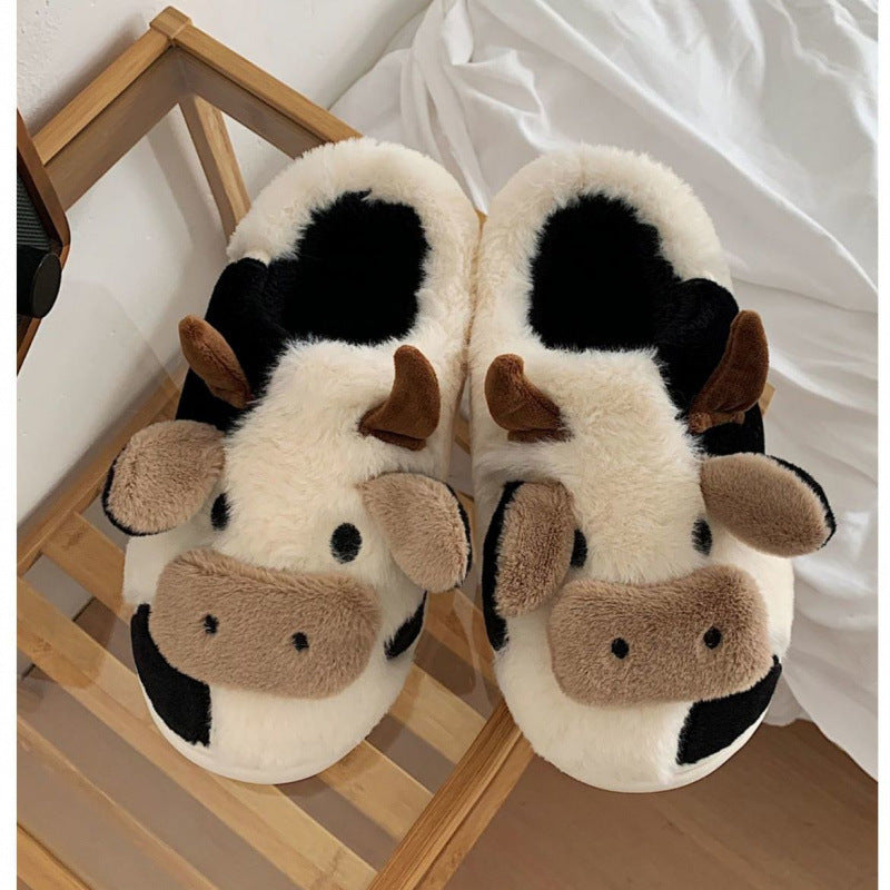 Cow Print Platform Slippers - Cotton