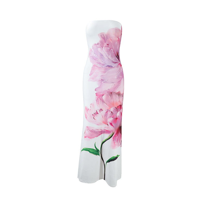Floral Strapless Bodycon Maxi Dress