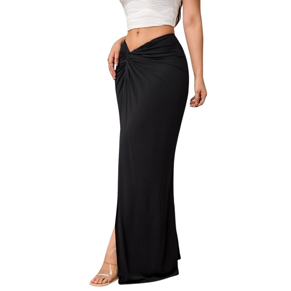 High Waist Slit Midi Skirt