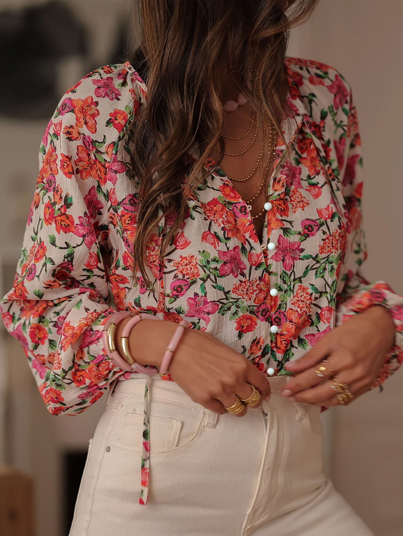 Floral Button Down Blouse