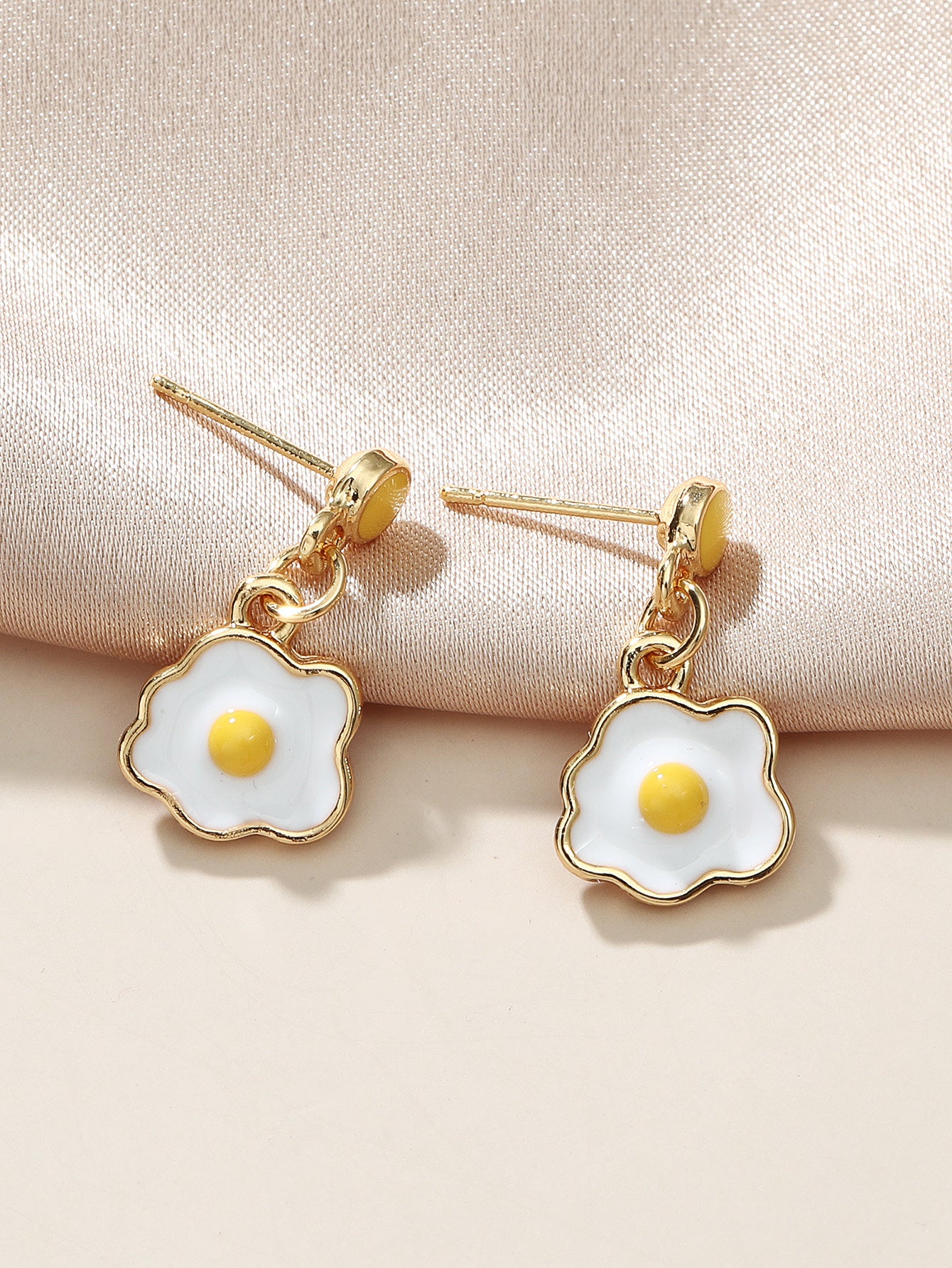 Simple Sunny-Side Up Egg Earrings