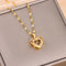 Love Necklace with Double-layer Pendant and Rhinestones