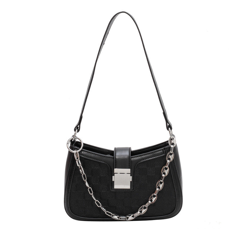 Grid Chain Shoulder Bag - Color Block