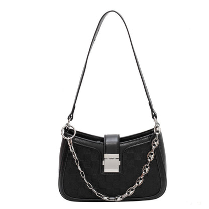 Grid Chain Shoulder Bag - Color Block