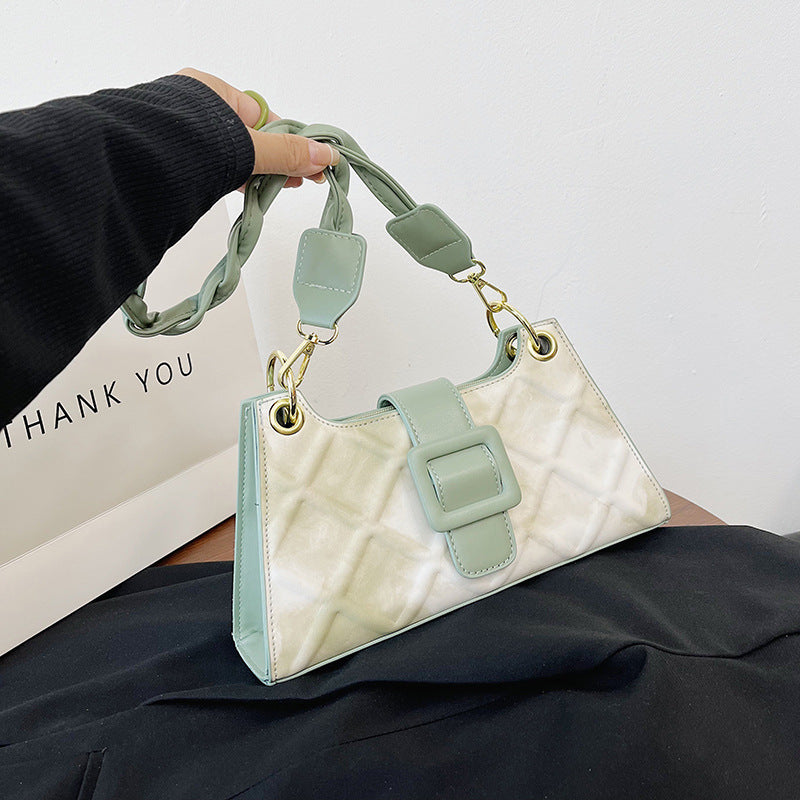 Women's Fashion Clashing Woven Shoulder Crossbody Bag Waffle