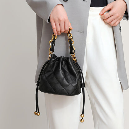 Chain Bucket Bag - Genuine Leather