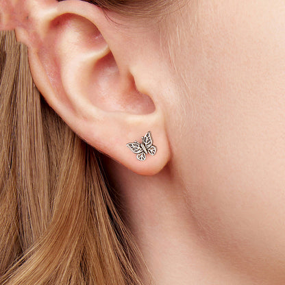 Retro Butterfly Stud Earrings - S925 Sterling Silver