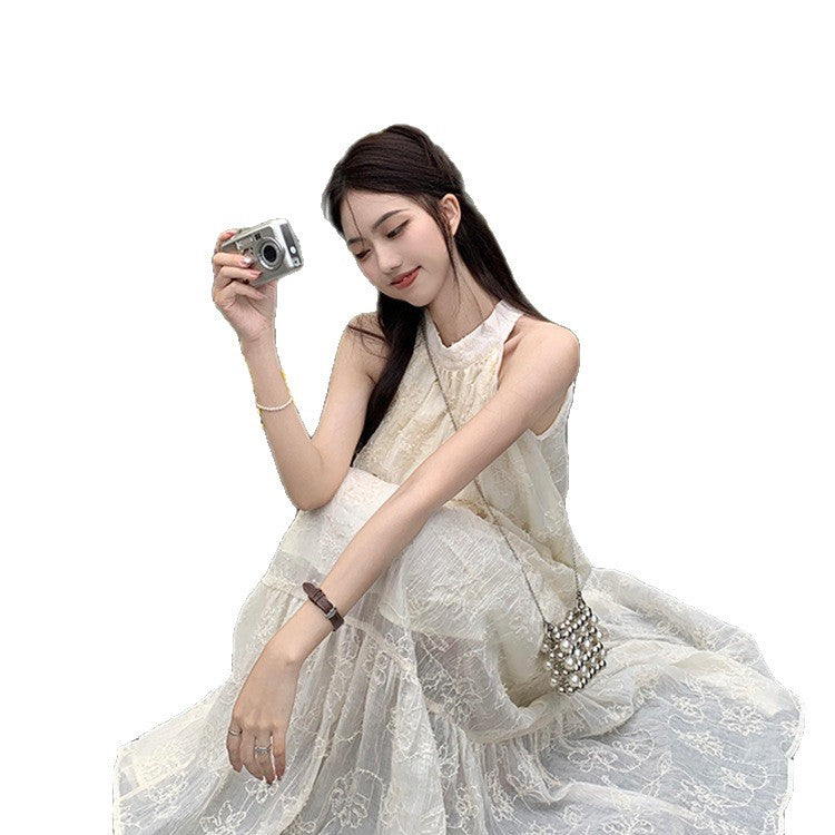 Halter Neck A-Line Midi Dress