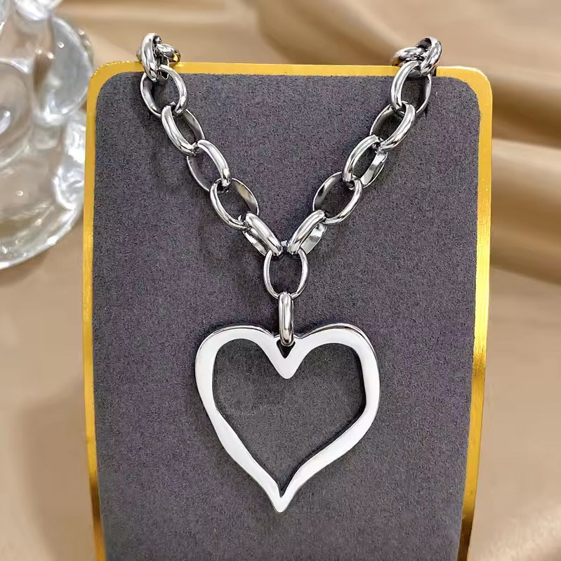 Melted Love Heart Stainless Steel Chain Necklace