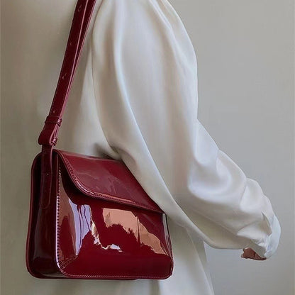 Retro Patent Leather Small Square Bag