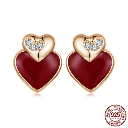 Queen of Hearts Stud Earrings - S925 Sterling Silver