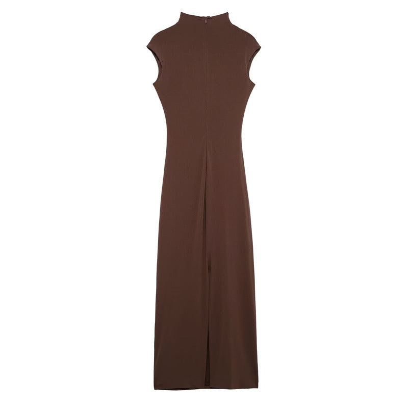 Pleated Asymmetric Maxi Dress - Sleeveless
