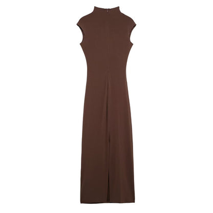 Pleated Asymmetric Maxi Dress - Sleeveless