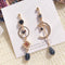 Women's Blue Waterdrop Charm Long Asymmetric Rhinestone Earrings