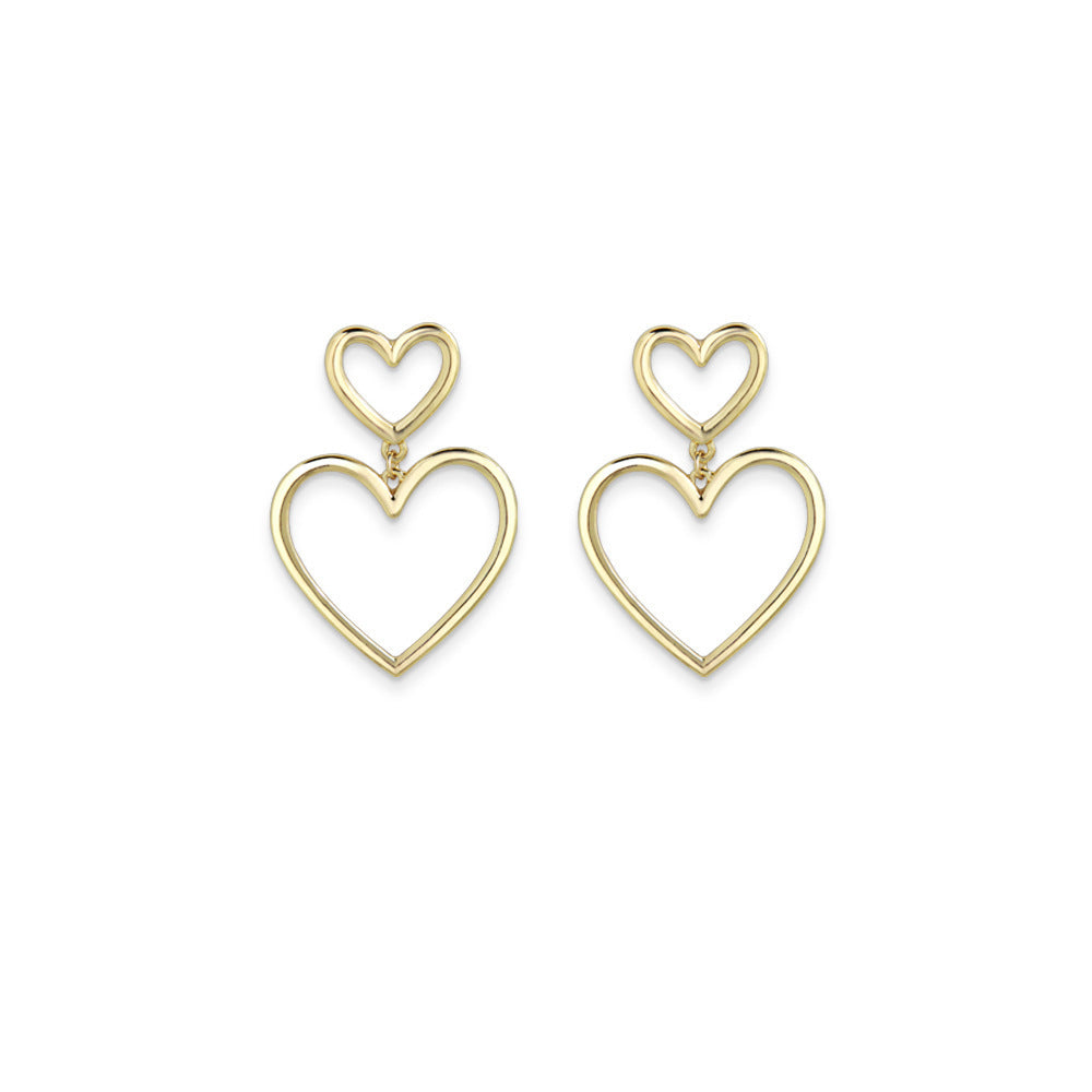 Gold Hollow Heart Hoop Earrings