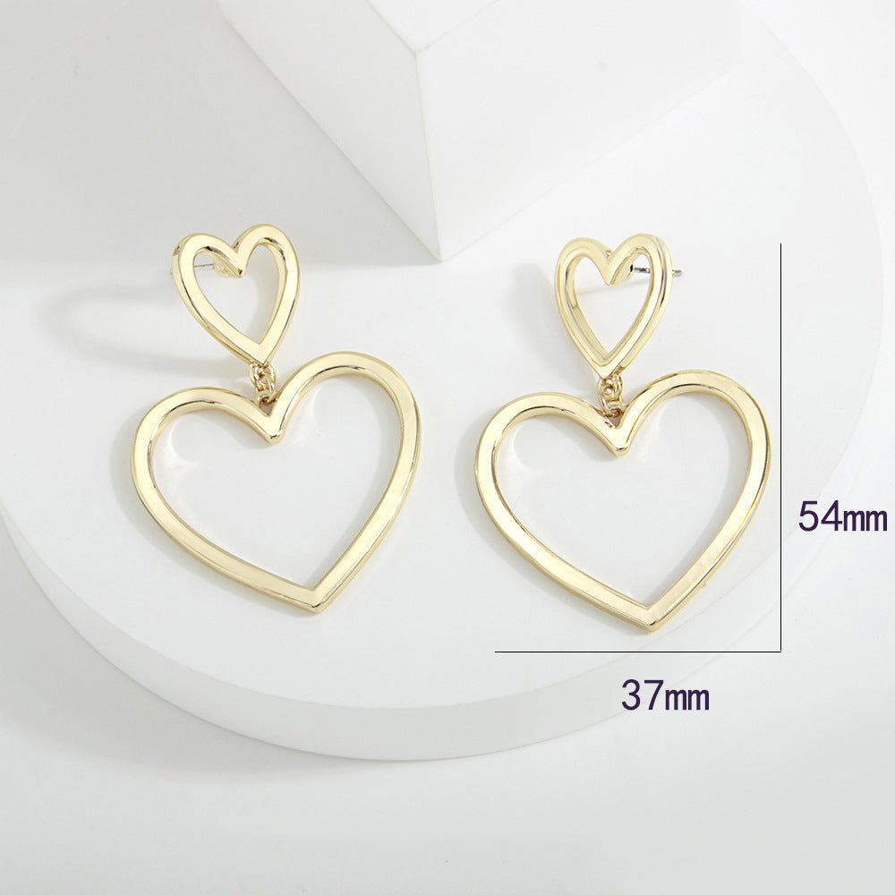 Gold Hollow Heart Hoop Earrings
