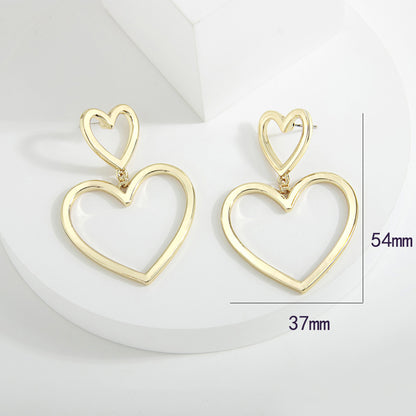 Gold Hollow Heart Hoop Earrings