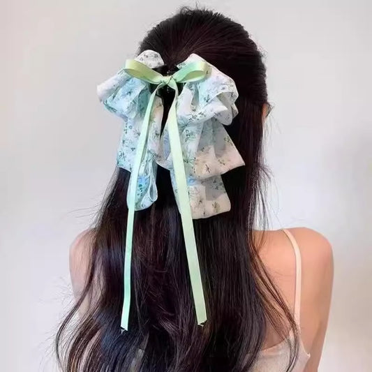 Floral Bow Claw Clip