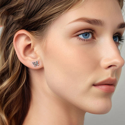Retro Butterfly Stud Earrings - S925 Sterling Silver
