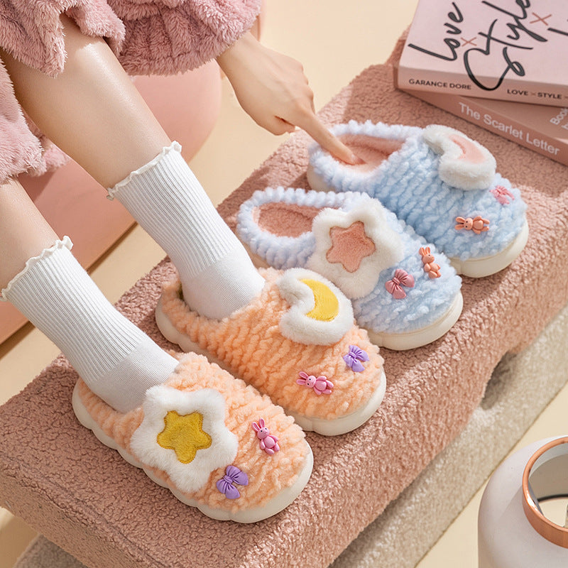 Plush Cartoon Fleece-Lined Slippers