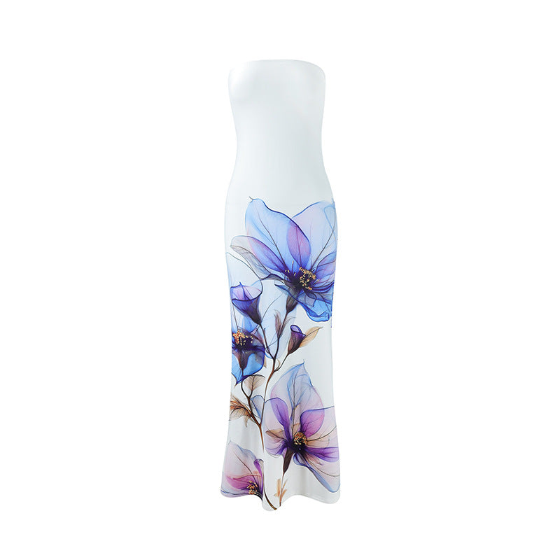 Floral Strapless Bodycon Maxi Dress