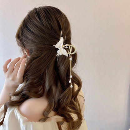 Elegant White Butterfly Hair Claw Clip