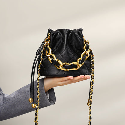 Chain Bucket Bag - Genuine Leather