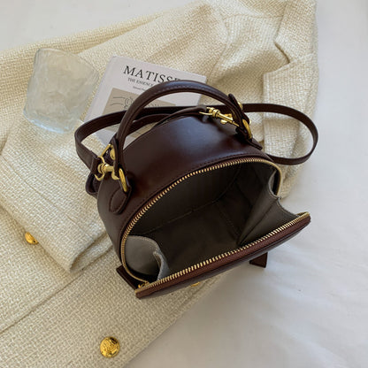 Checkerboard Contrasting Color Small Round Shoulder Bag