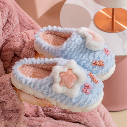 Plush Cartoon Fleece-Lined Slippers