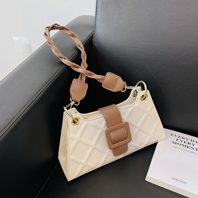 Women's Fashion Clashing Woven Shoulder Crossbody Bag Waffle