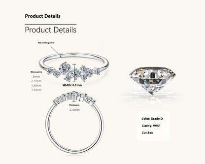 Starry Moissanite Ring - Sterling Silver