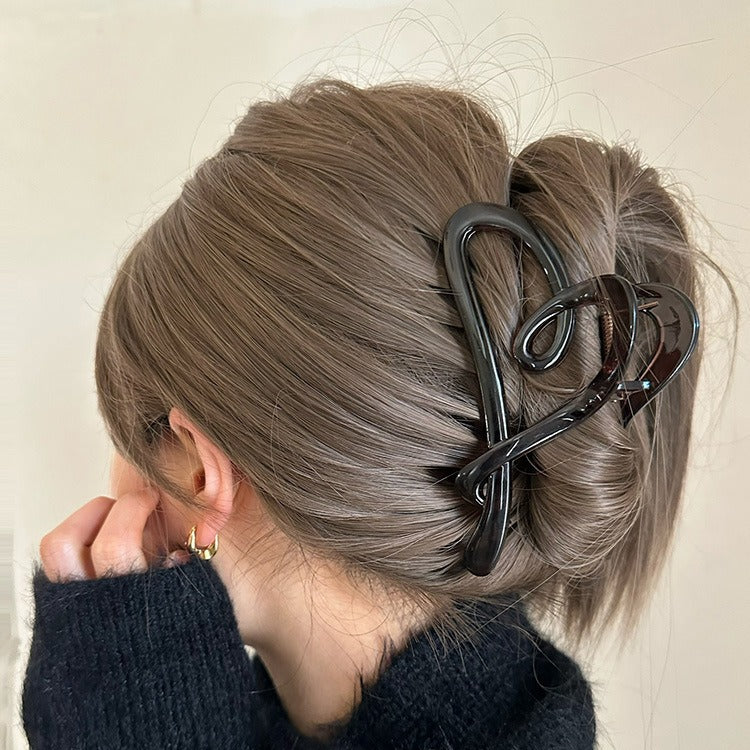 Cursive Heart Bow Hair Claw Clip