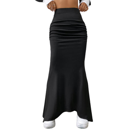 Ruffle Fishtail Knit Skirt