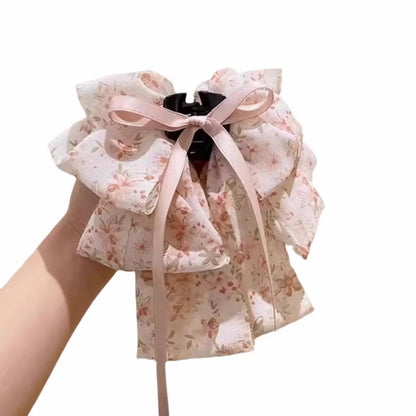Floral Bow Claw Clip