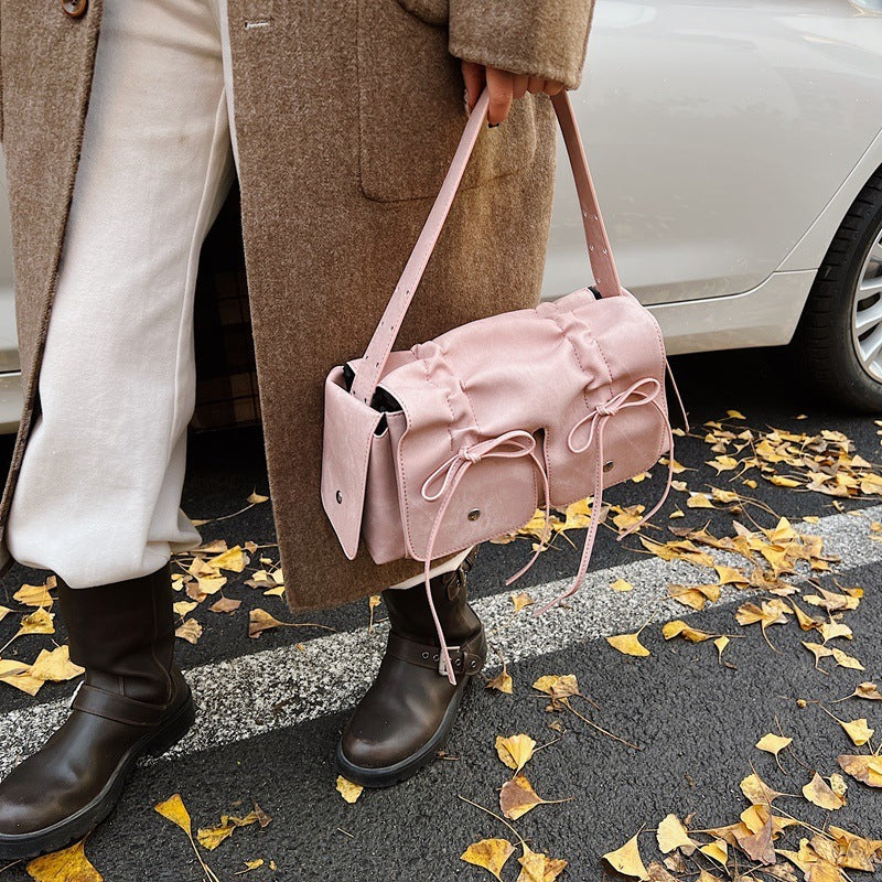 Double Bow Detail Shoulder Bag