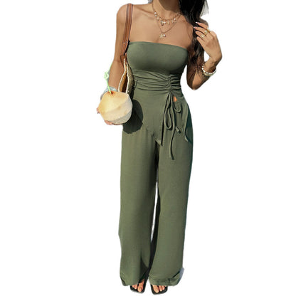 Green Drawstring Top and Pants Set