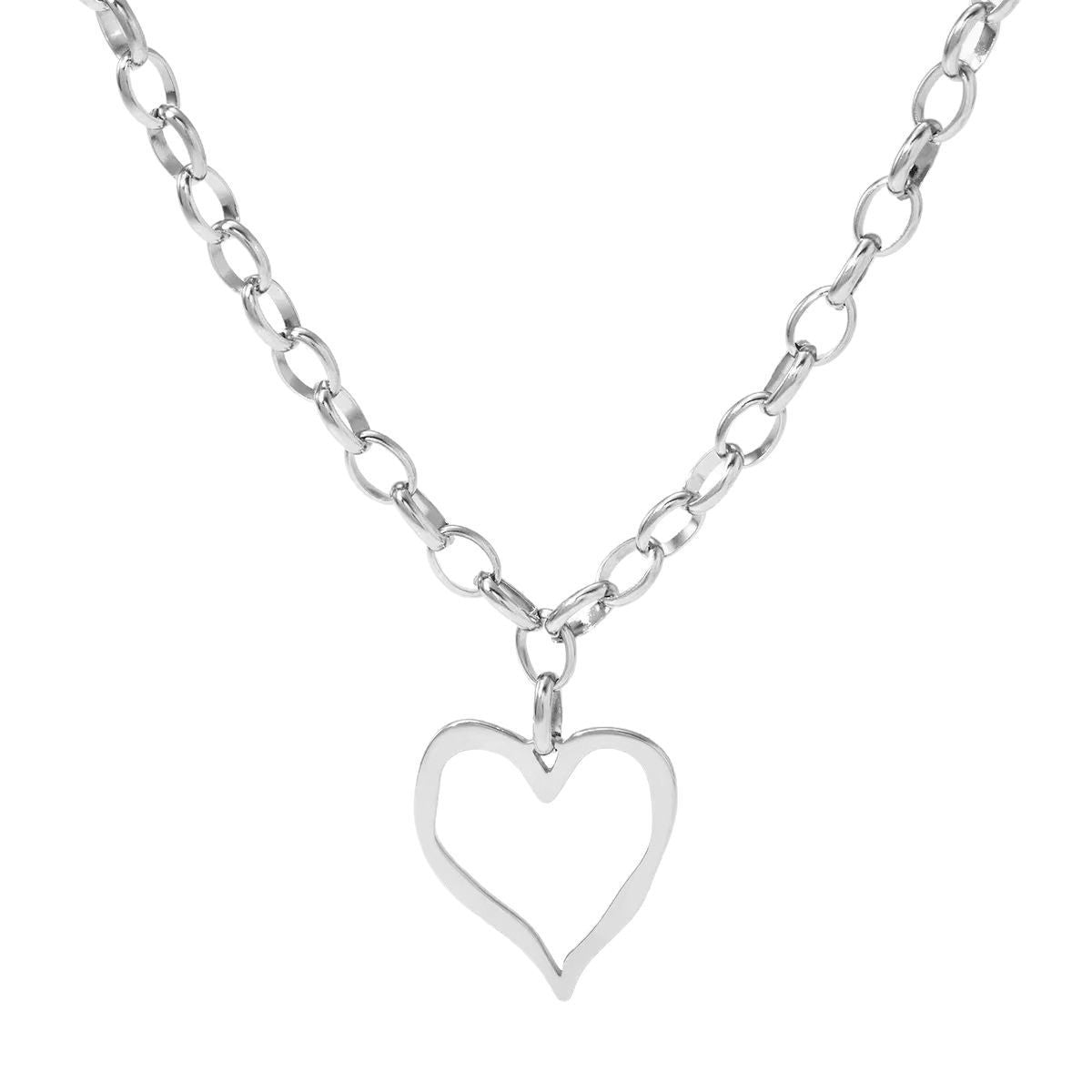 Melted Love Heart Stainless Steel Chain Necklace