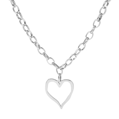 Melted Love Heart Stainless Steel Chain Necklace