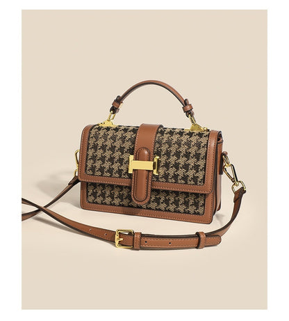 Plaid Chain Shoulder Bag - Canvas Crossbody