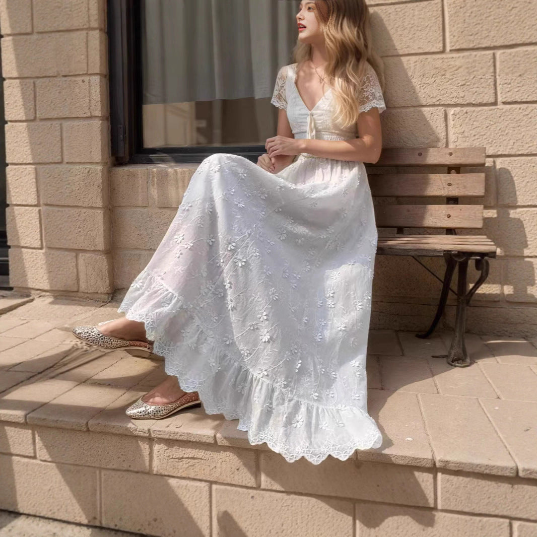 Floral Embroidered Maxi Skirt