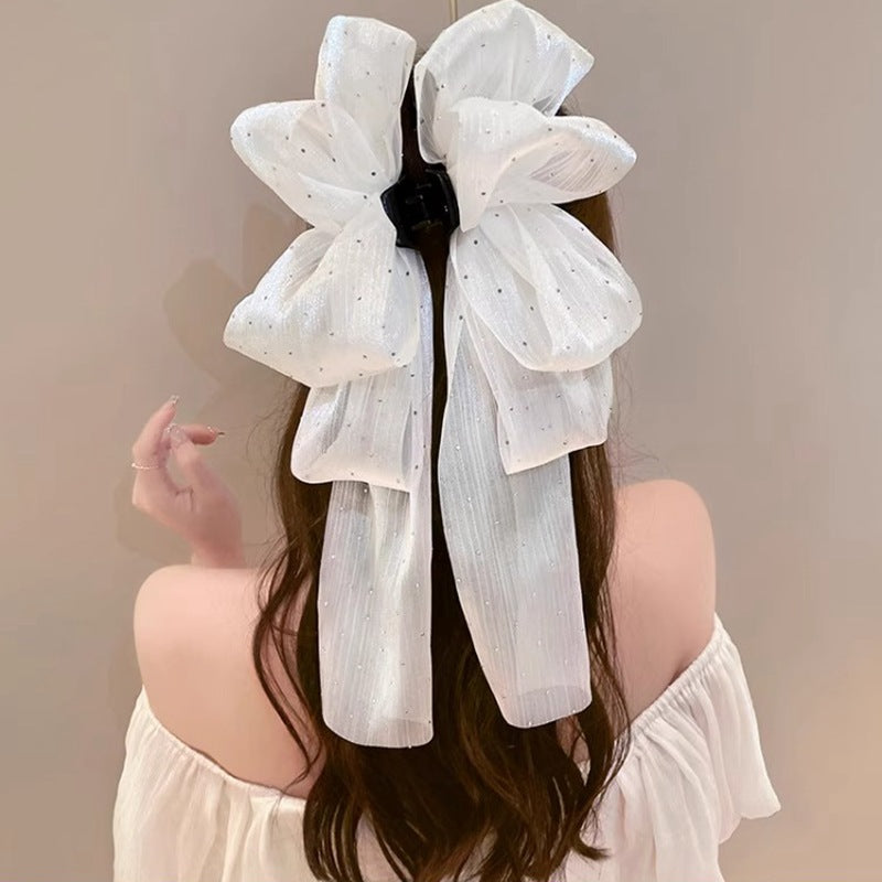 Floral Starry Bow Ribbon Hair Clip