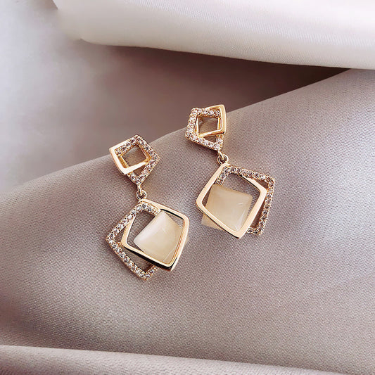 Geometric Square Drop Earrings