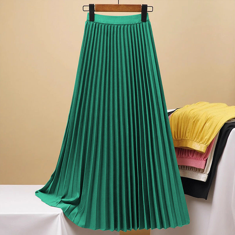 Pleated High Waist Midi Skirt
