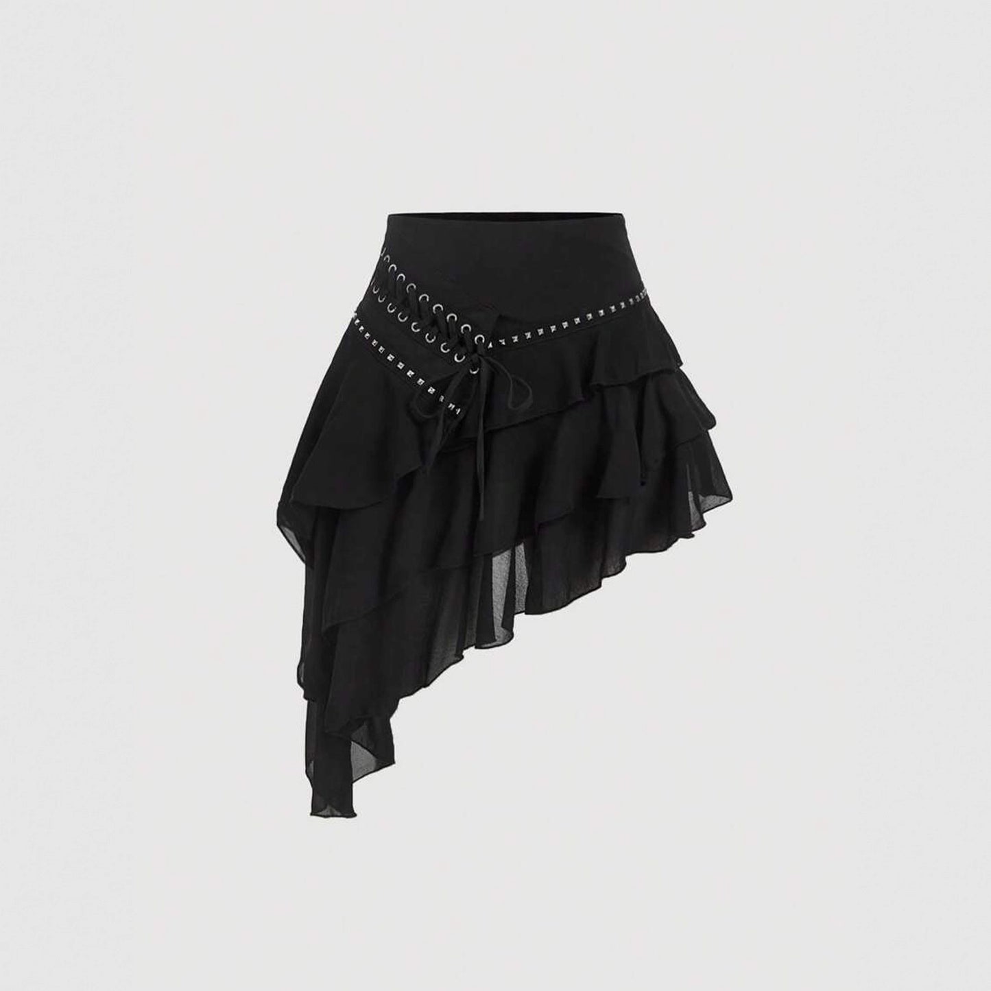 Playful Ruffled Asymmetric Mini Skirt