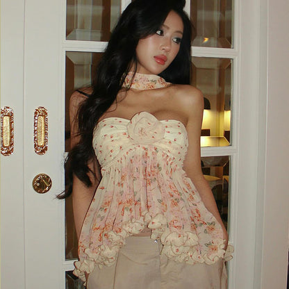 Floral Chiffon Tube Top