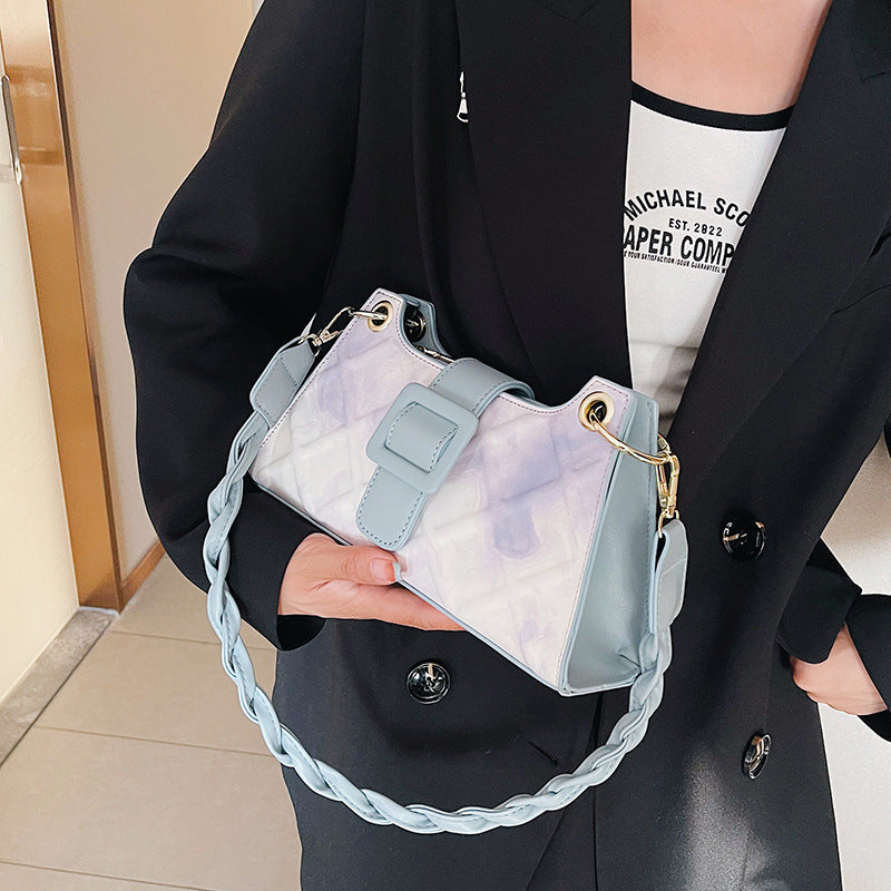 Women's Fashion Clashing Woven Shoulder Crossbody Bag Waffle