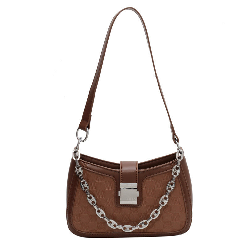 Grid Chain Shoulder Bag - Color Block