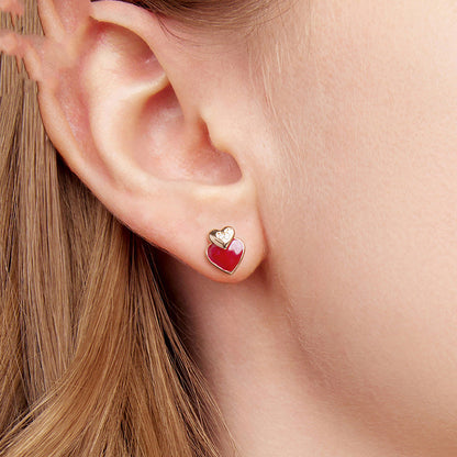 Queen of Hearts Stud Earrings - S925 Sterling Silver