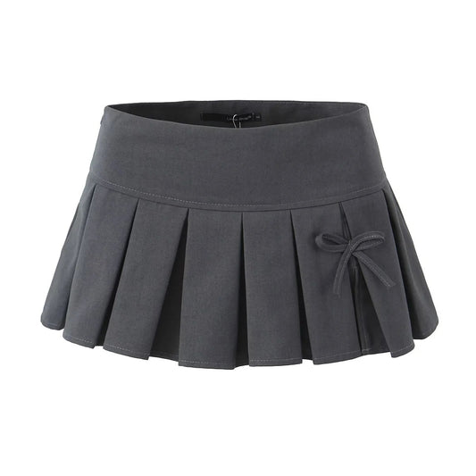 High Waist Pleated Micro Mini Skirt