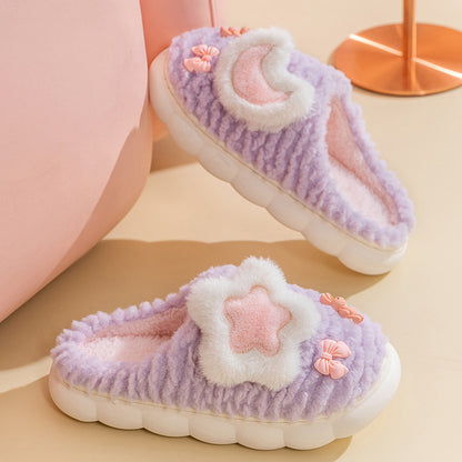 Plush Cartoon Fleece-Lined Slippers